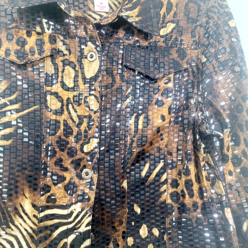 Ruby Rd. Brown Animal Print Button Down Shirt - image 7